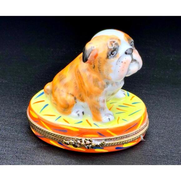 Other - Rare & Authentic Large Sinclair Limoges Bulldog Trinket Box Hand Painted France
